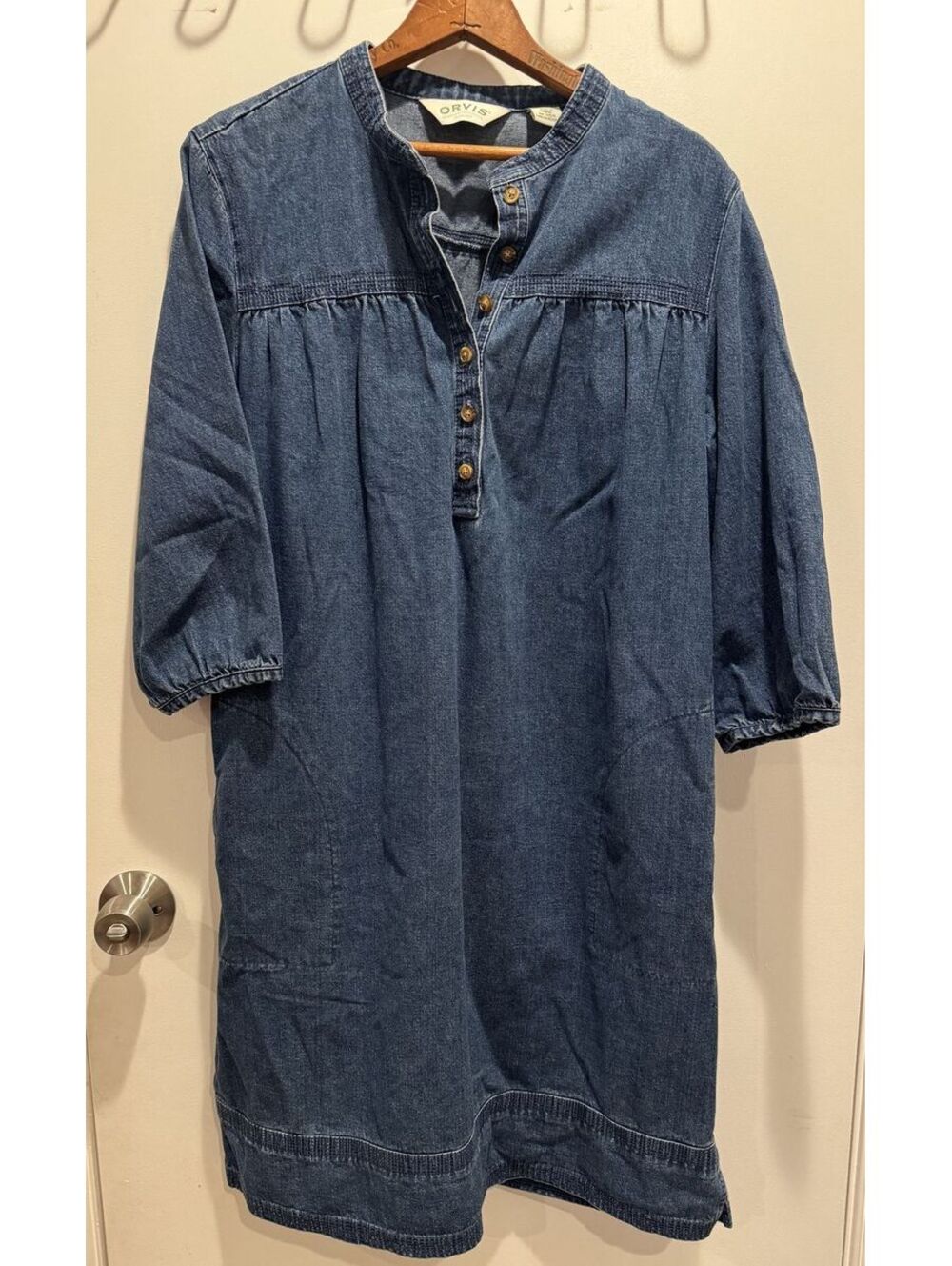 Orvis Women's Denim Dress Size 14 Blue Cotton